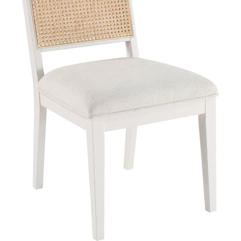 Meridian Furniture Butterfly Cream Linen Textured Fabric Dining Chair, Set of 2