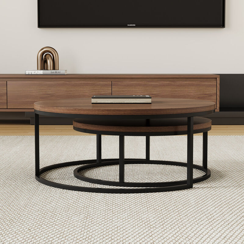 Round nesting coffee tables 2-piece