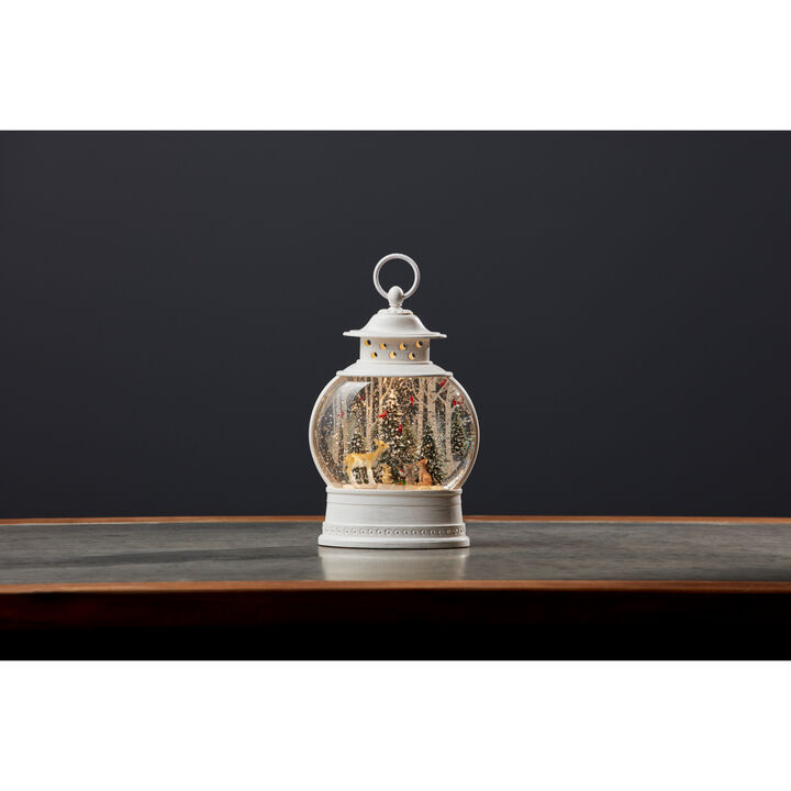 Snow Globe Lantern with Deer Plastic 6 Hr Timer 3 AA Batteries, Not Included or USB Cord Included