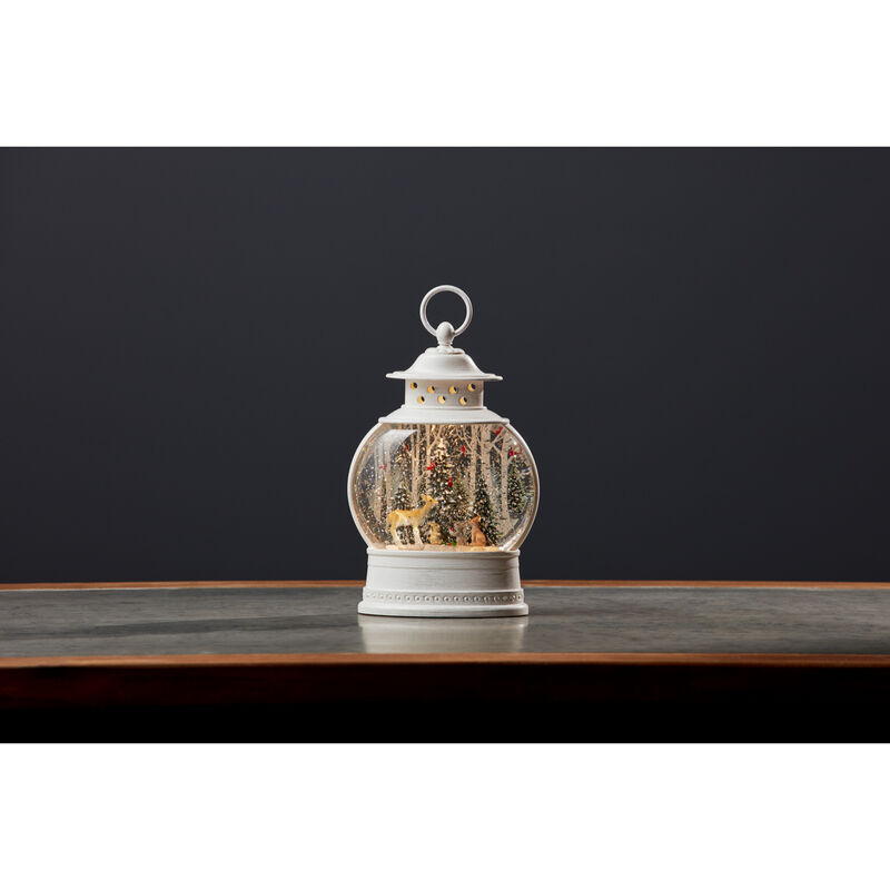 Snow Globe Lantern with Deer Plastic 6 Hr Timer 3 AA Batteries, Not Included or USB Cord Included
