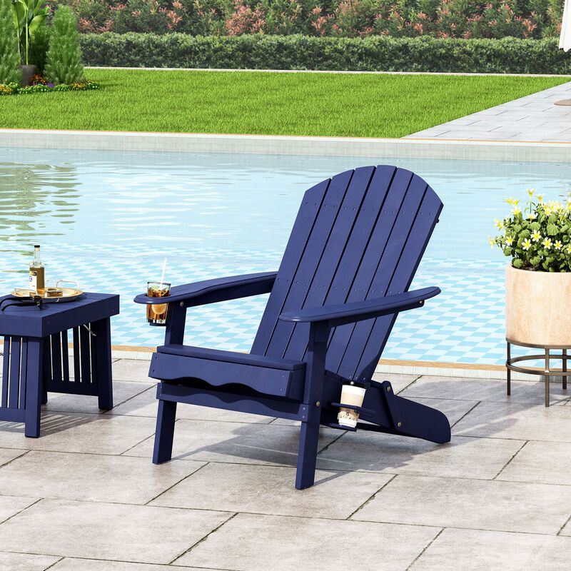Hivvago Foldable Patio Adirondack Chair with 2 Cup Holders image number 3