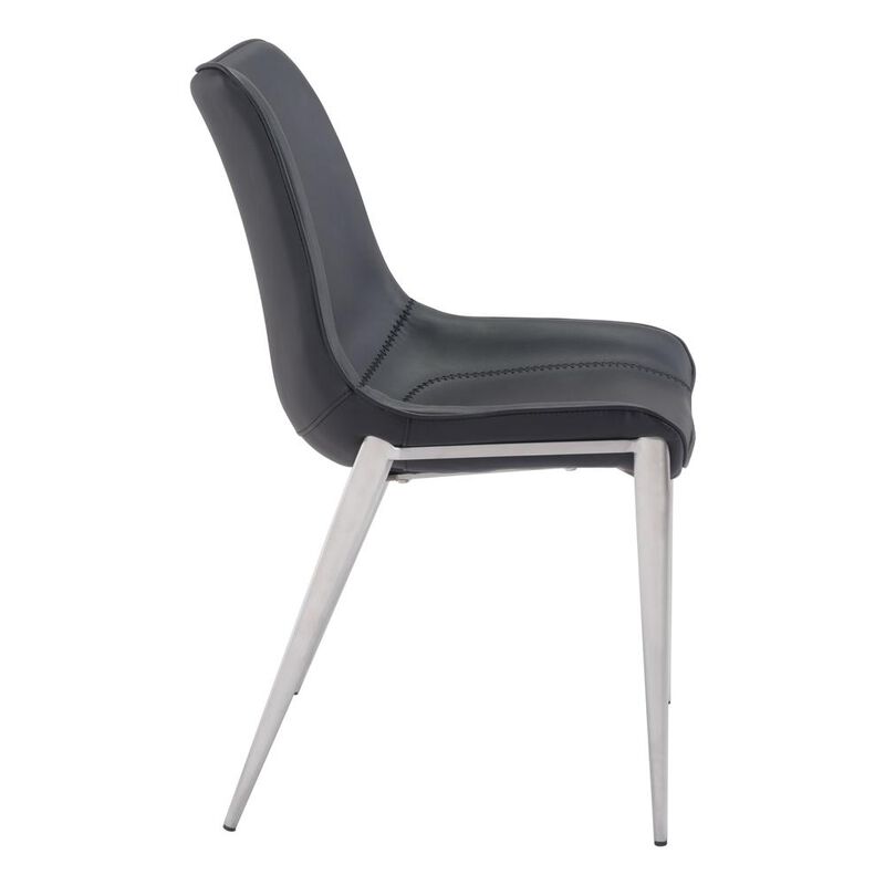 Belen Kox Magnus Dining Chair (Set of 2), Black & Brushed Stainless Steel, Belen Kox