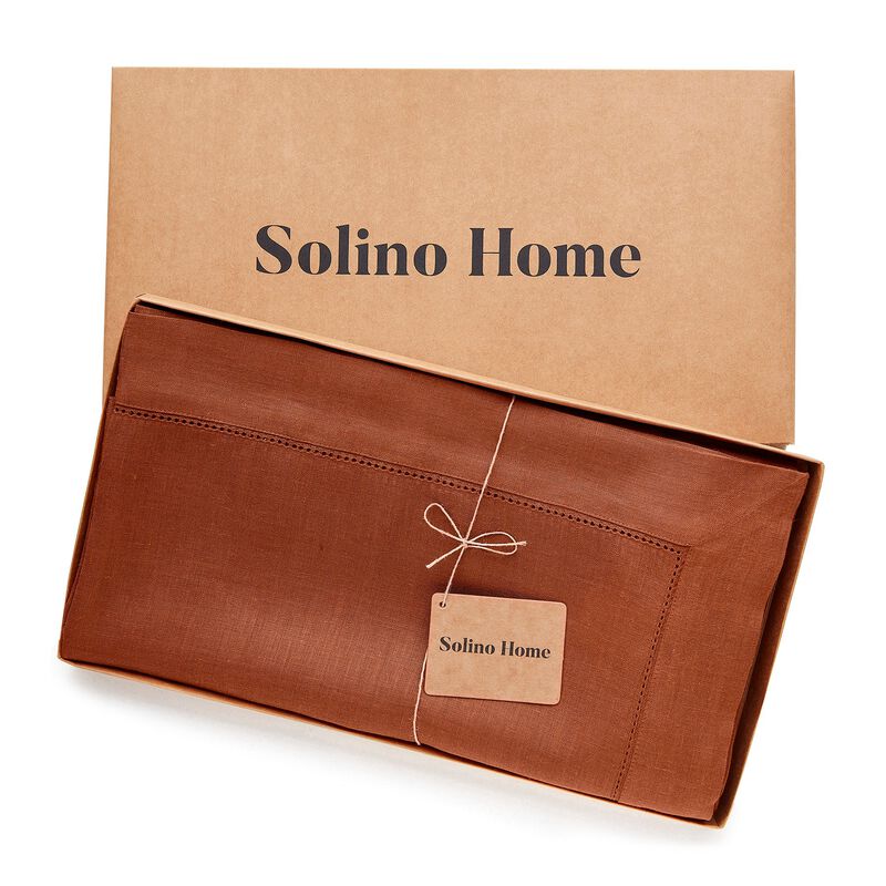 Solino Home Classic Hemstitch 100% Linen Tablecloth &ndash; Handcrafted, Machine Washable, Perfect for Holiday and Everyday Dining