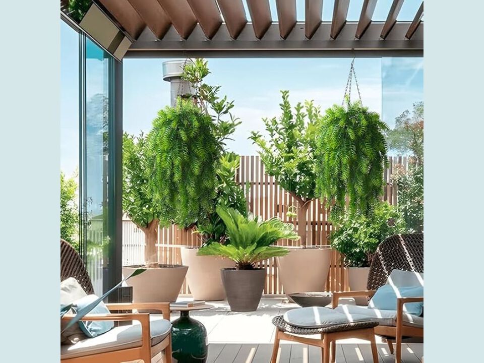Artificial Hanging Pine Plants UV Resistant Outdoor Garden Porch Decor