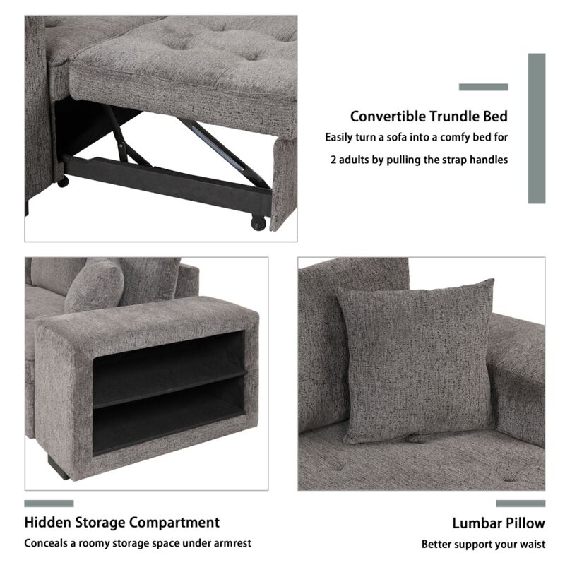 Titkos Linen L‑Shape Reversible Sectional Sleeper Sofa image number 5