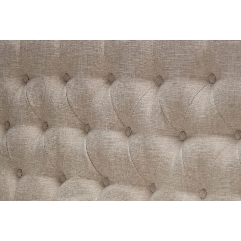 Best Quality Furniture Classic Upholstered Bench in Linen Fabric w/Tufted Style Back & Nailhead Trim, Beige