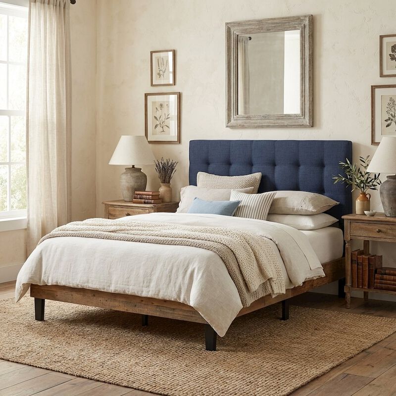 Upholstered Fabric King Headboard with Soft Padding and Elegant Design image number 2