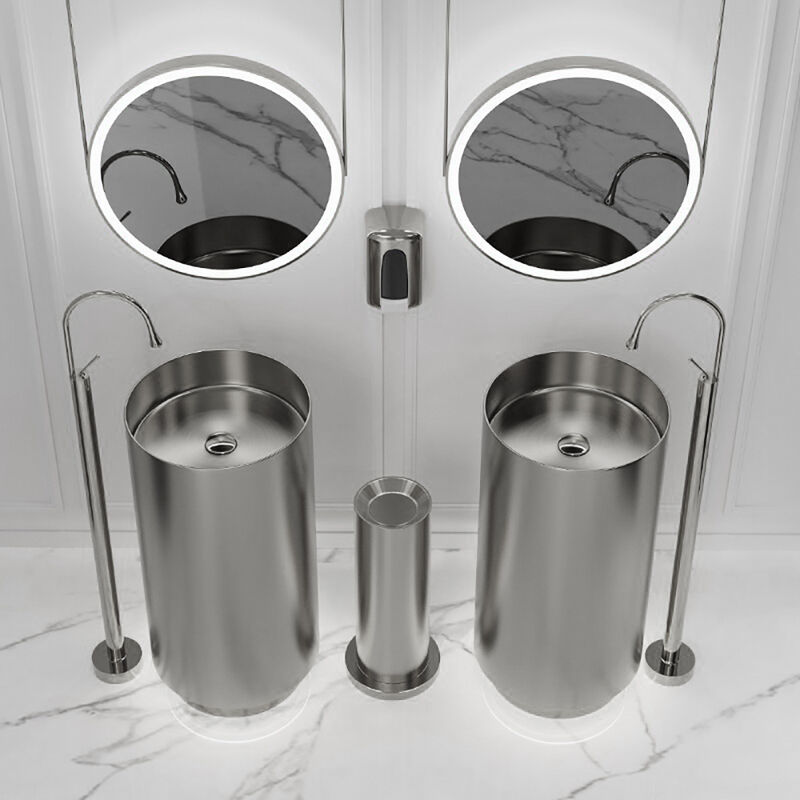 Deluxe stainless steel column basin silver