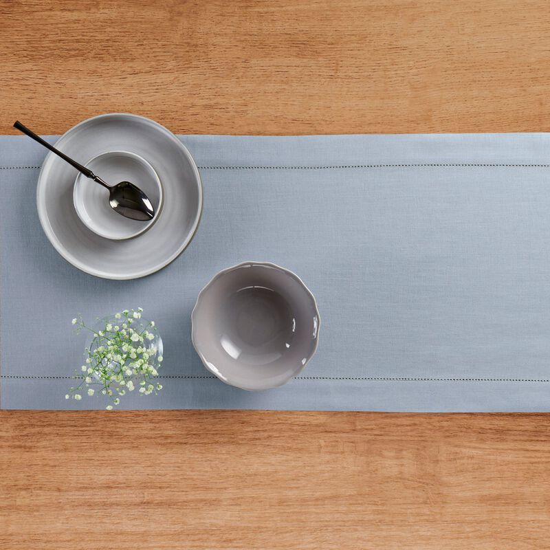 Solino Home 100% Pure Linen Table Runner - Classic Hemstitch