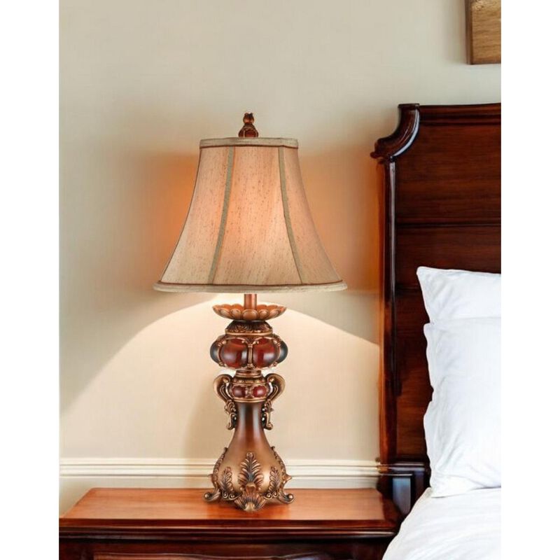 Hivvago Antique Inspired Table Lamp with Linen Lamp Shade