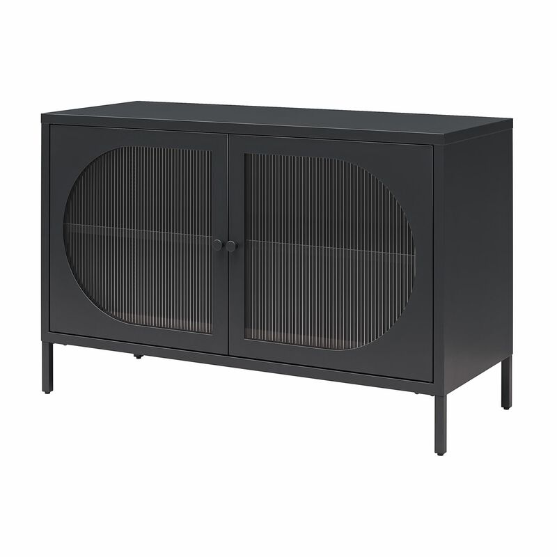 Mr. Kate Luna Wide 2 Door Accent Cabinet with Fluted Glass