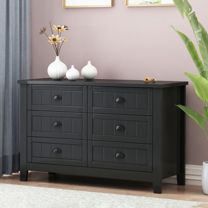 Drawer Dresser BAR CABINET side cabinet, buffet sideboard, buffet service counter, solid wood frame, plastic door panel, retro shell handle, applicable to dining room, living room, kitchen, corridor, black