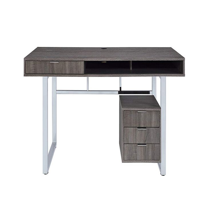 Elegant Contemporary Style Wooden Writing Desk, Gray-Benzara