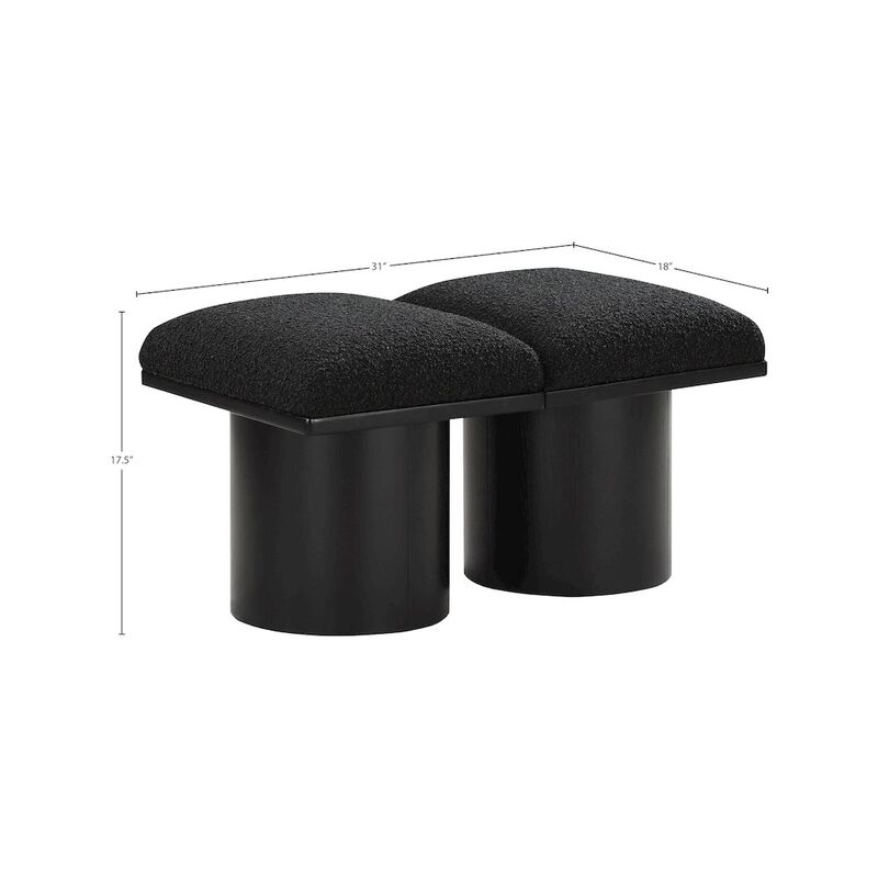 Meridian Furniture Pavilion Black Boucle Fabric Bench