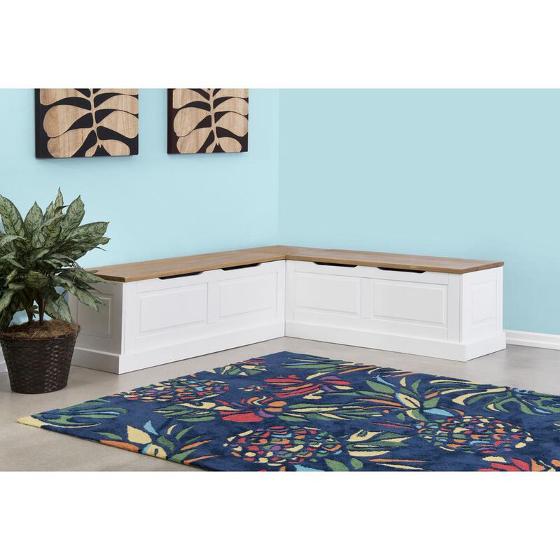 Linon Tobin Backless Two Tone Breakfast Nook, Natural And White