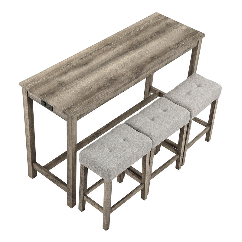 59 in. W Four Leg Wood Dining Table Seats 3