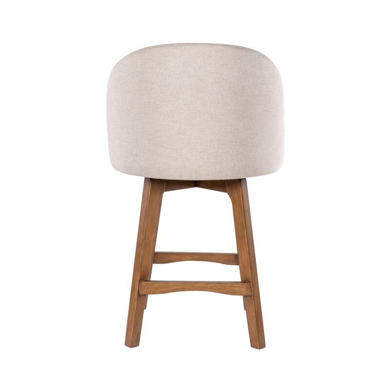 Gery Swivel Counter Height Chair, Cream Fabric Seat, Natural Brown image number 4