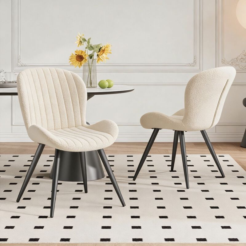 Modern Ribbed Upholstered Dining Chair Set of 4 image number 4