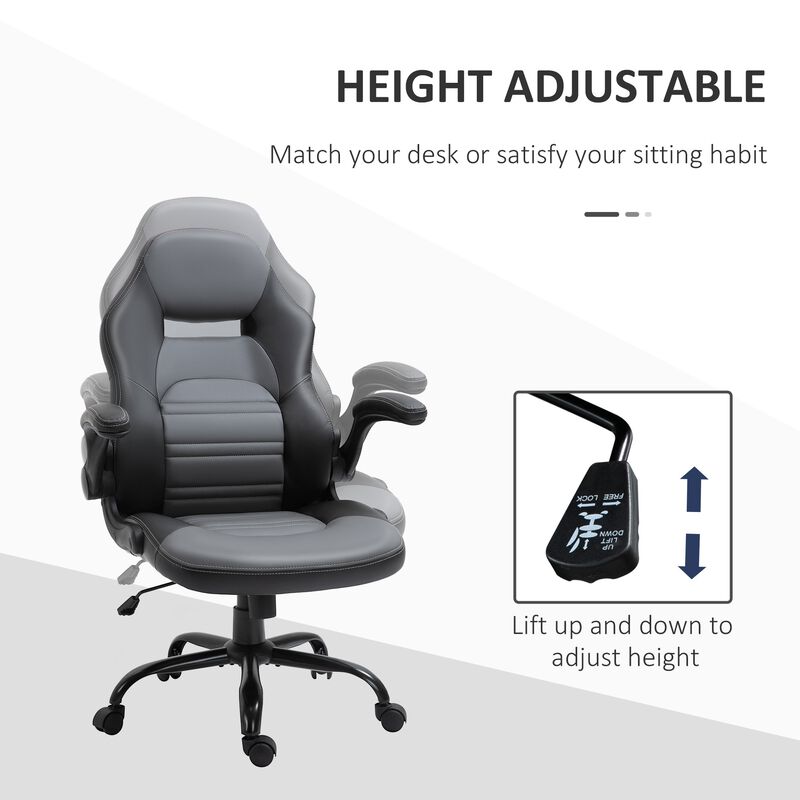 Gaming Chair Swivel Home Office Computer Racing Gamer Desk Chair with Flip-Up Armrest with Wheels