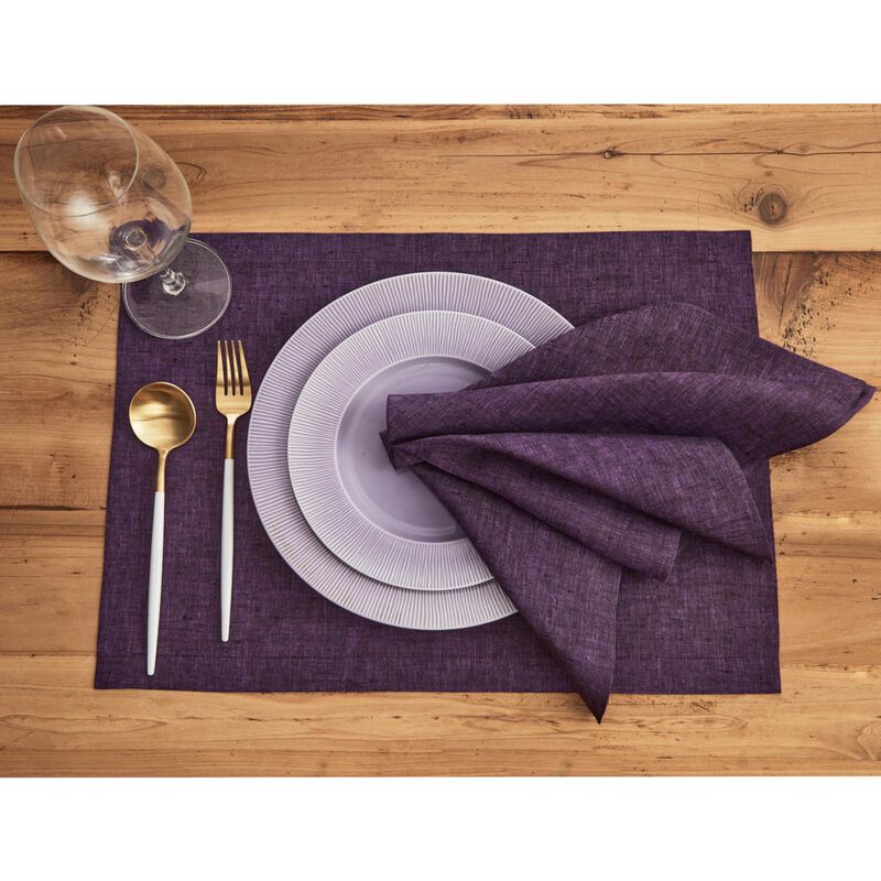 Solino Home Athena 100% Linen Placemats &ndash; Set of 4, 14 x 19 in, Machine Washable, Holiday and Everyday Dining