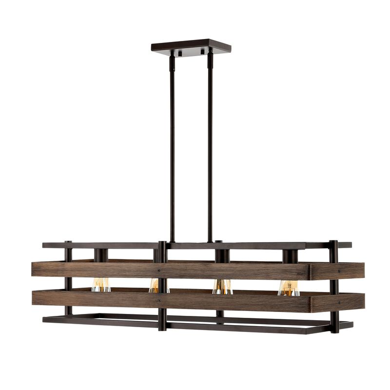 Horizon 4-Light Rustic Farmhouse Iron Linear LED Pendant