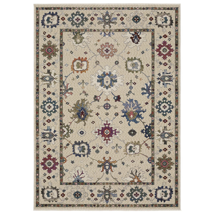 HomeRoots Floral Runner Rug With Fringe