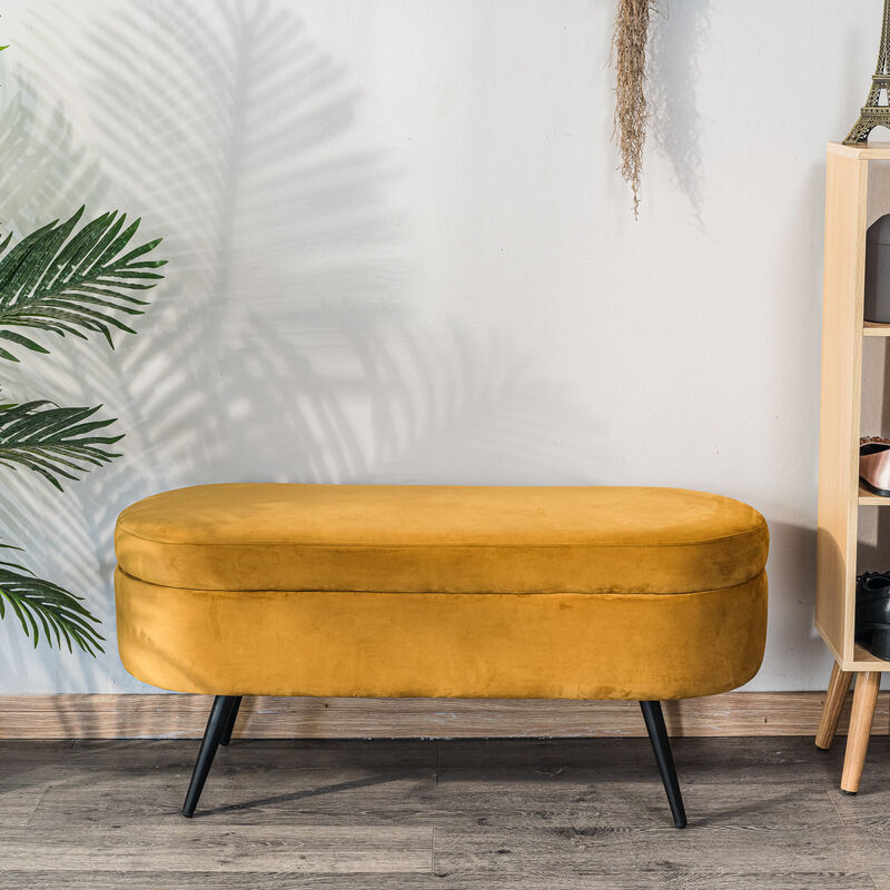 Scandinavian Design Bench with Metal Legs Storage