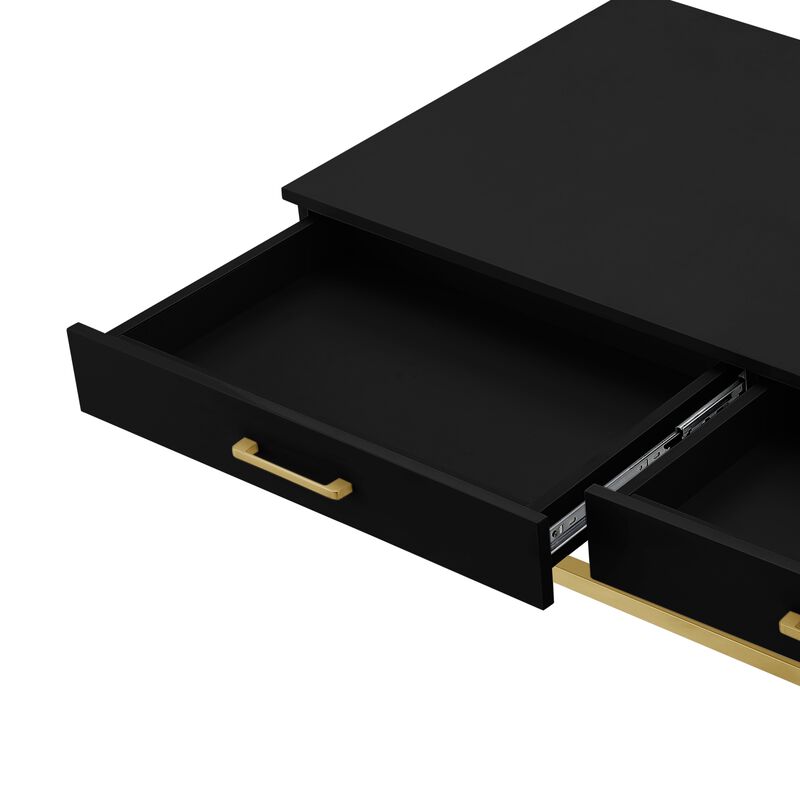 Inspired Home Kalel High Gloss 2 Drawers Coffee Table with Acrylic Legs Stainless Steel Base