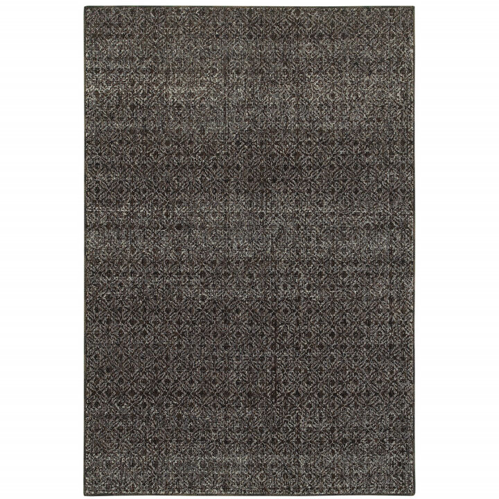 2 X 3 charcoal grey And Brown geometric Power Loom Stain Resistant Area Rug