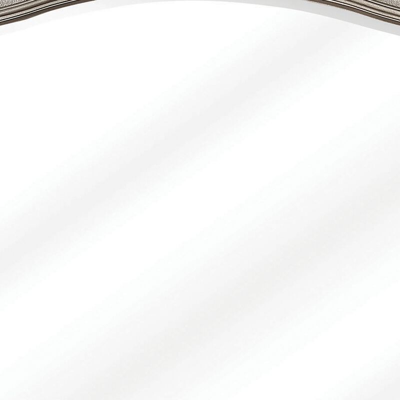 46 Inch Wooden Frame Arched Mirror, Silver-Benzara