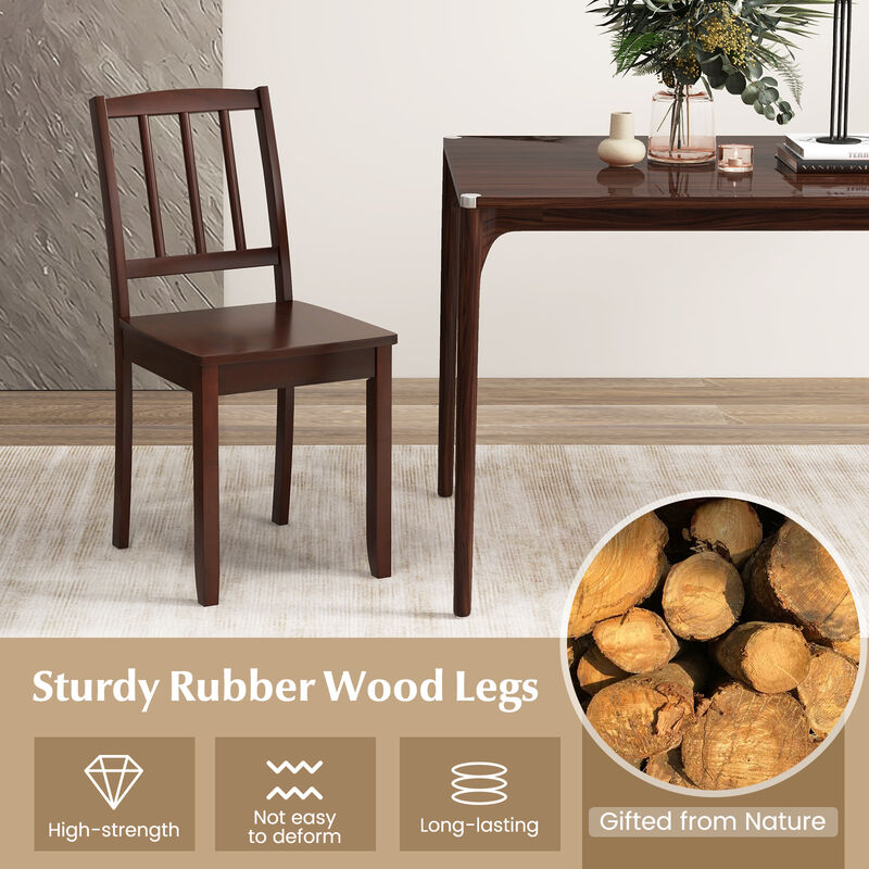 Wood Dining Chair Set of 2 with Rubber Wood Legs image number 5