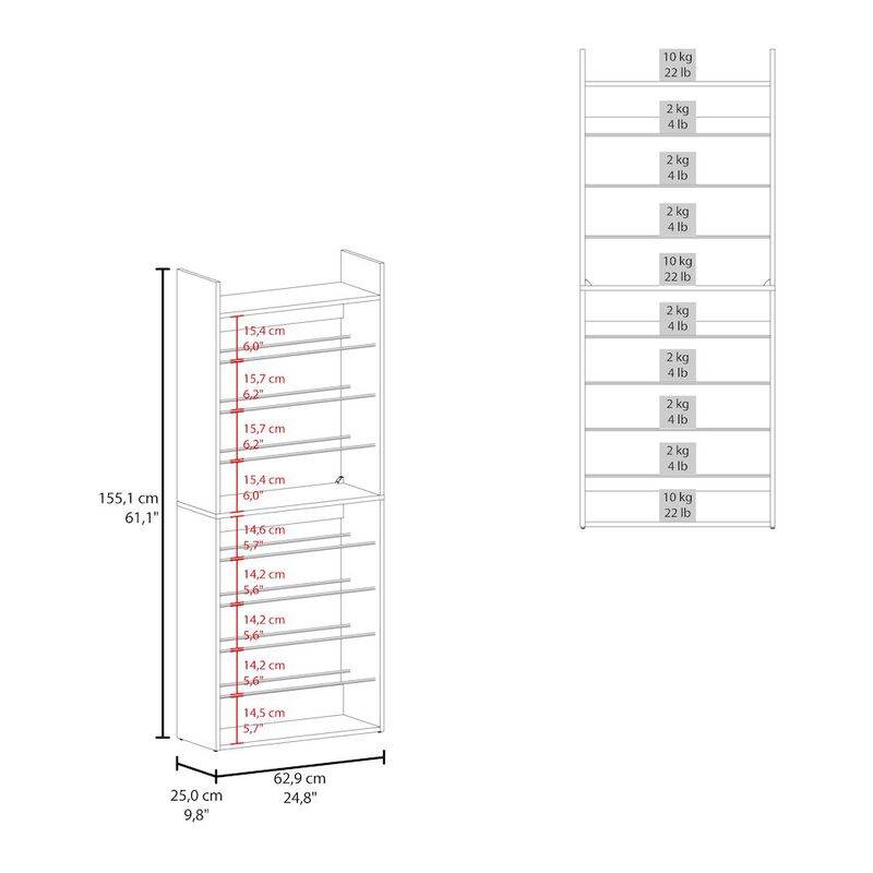 Aline Shoe Rack, 10 Shelves, Black Wengue