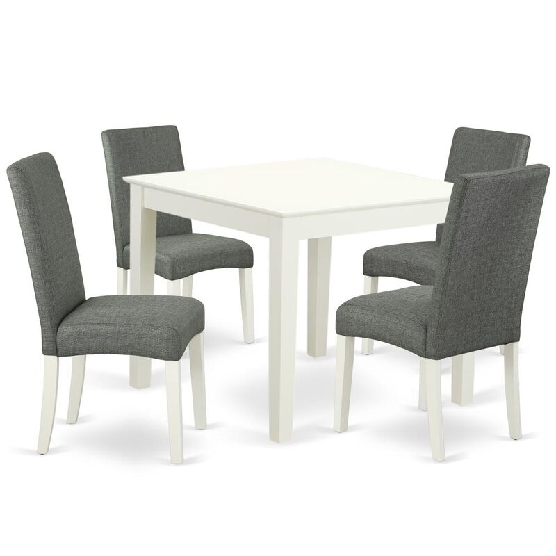 East West Furniture Dining Room Set Linen White