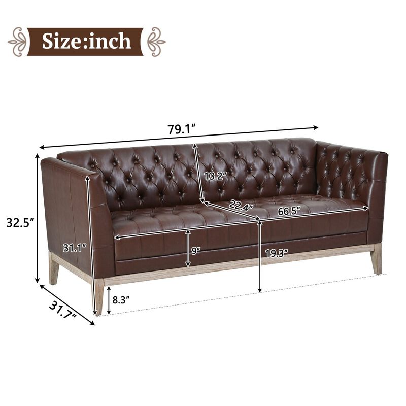 Jitrap Mid Century Modern Chesterfield Sofa image number 9