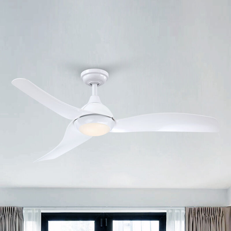 52 in. Modern Propeller Integrated LED White Ceiling Fan with Light and Remote