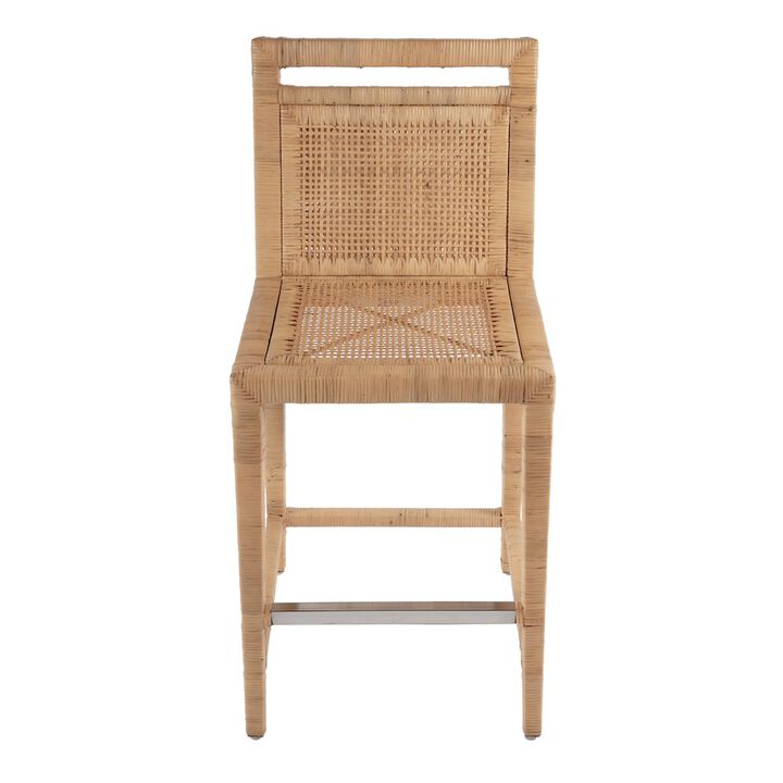 Butler Specialty Brielle 24 in. Seat Height Rattan Woven Counter stool with Back, Light Brown