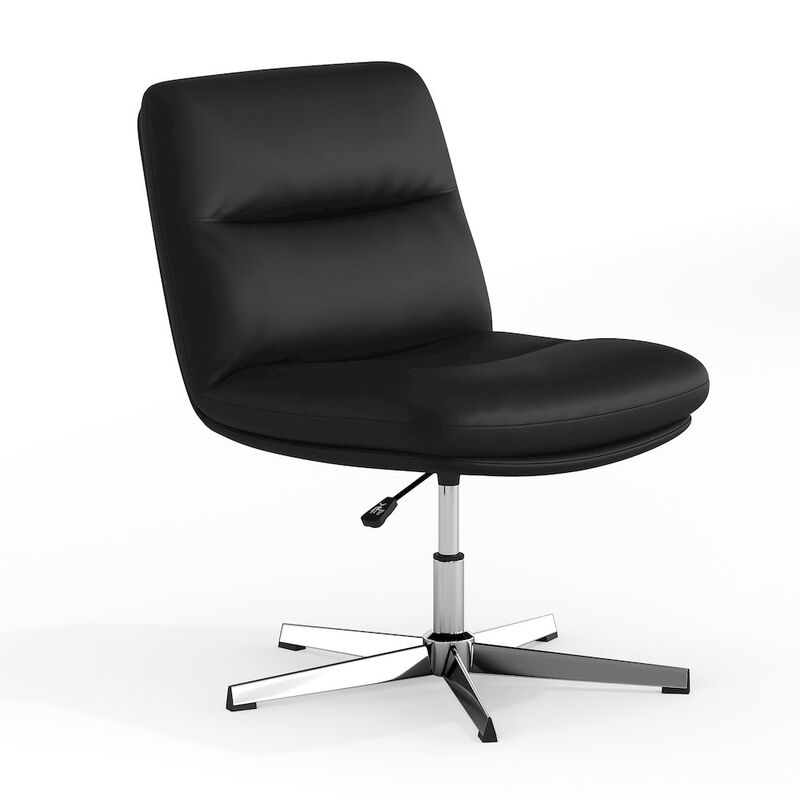 Flash Furniture Black Padded LeatherSoft Armless Stationary Task Office Chair, Chrome Frame image number 0
