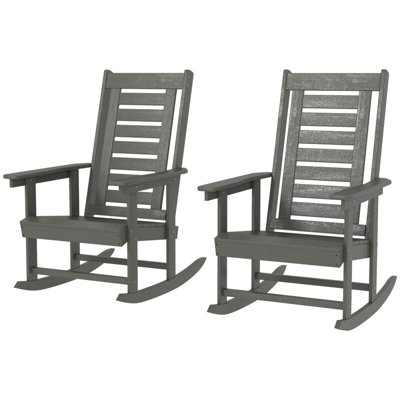 Modern Outdoor Rocking Chair Set of 2, Stylish Patio Rocker with Cushions for Yard or Balcony