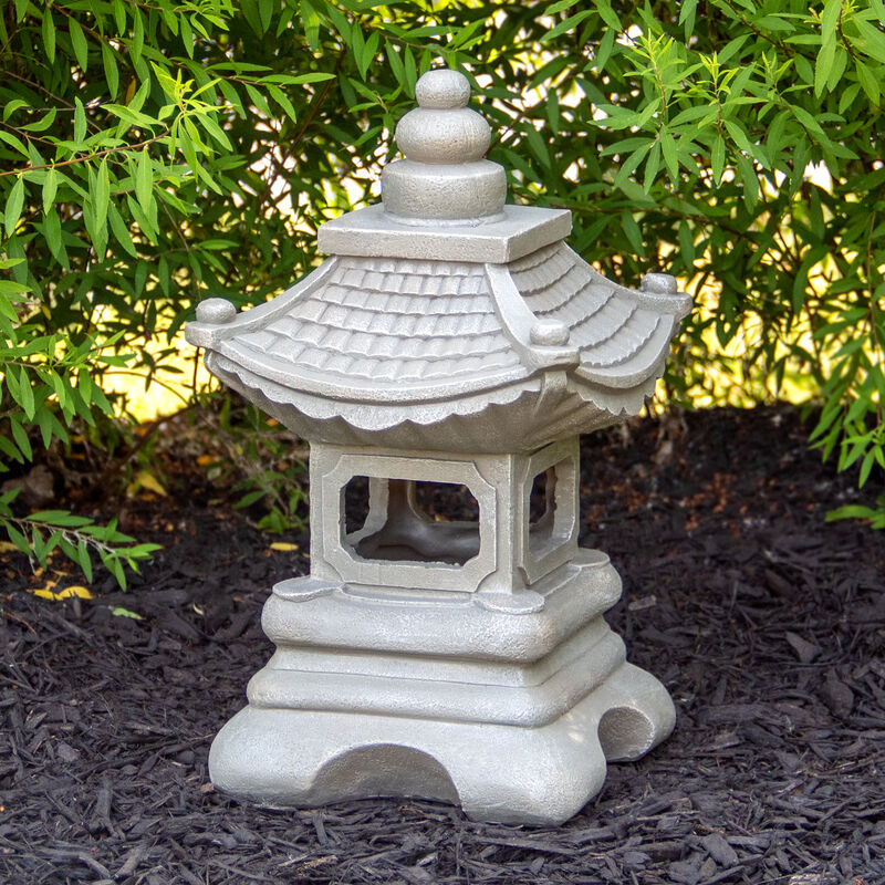 13.5" Dark Gray Pagoda Outdoor Garden Statue image number 1