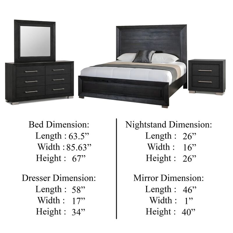 Ashen 4 Piece Queen Bedroom Set, LED Headboard and USB Ports, Black image number 5