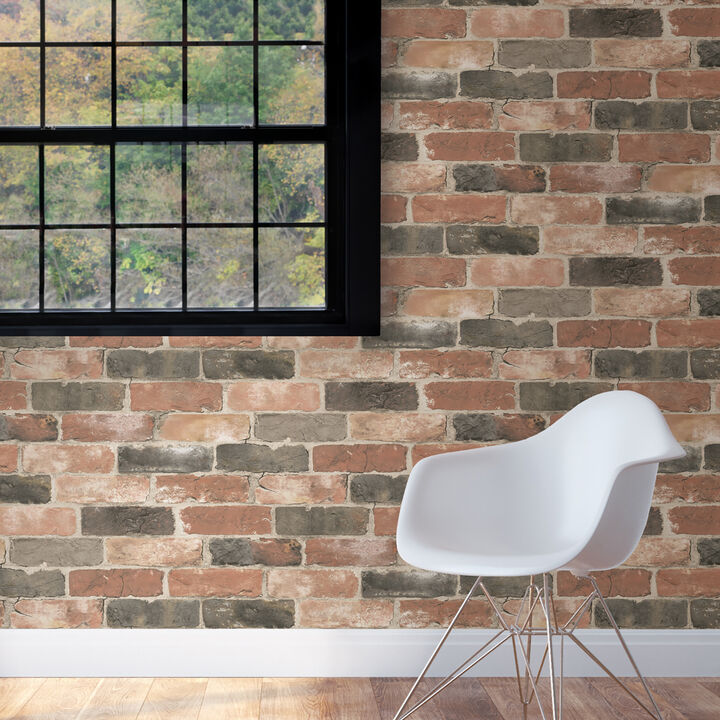 Newport Reclaimed Brick Red Faded Peel & Stick Wallpaper
