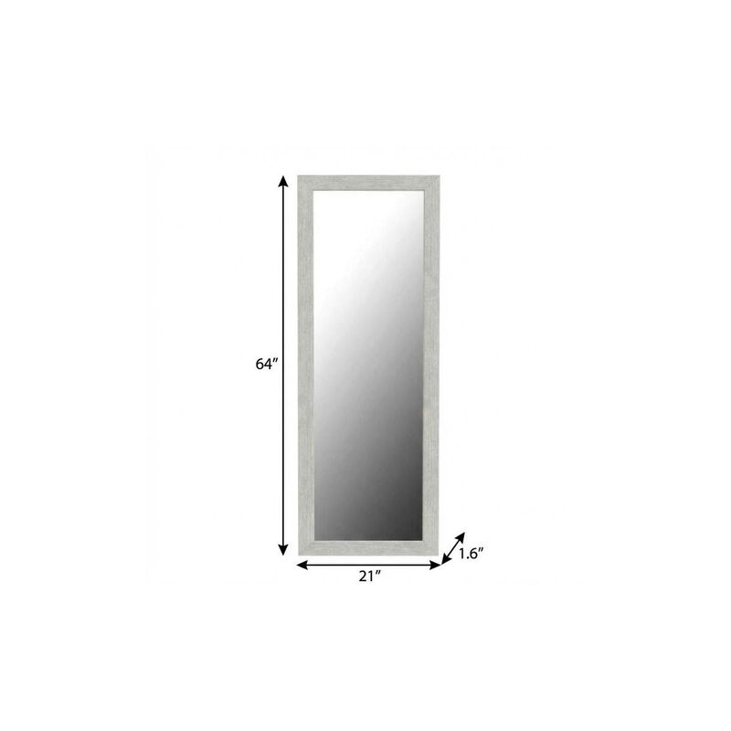 HomeRoots 64" White Solid Wood Freestanding Framed Standing Mirror image number 4
