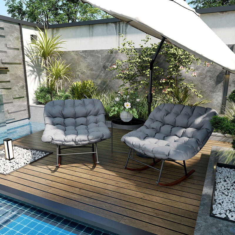 2PCS Wooden Rocking Chairs &ndash; Classic Outdoor Furniture for Porch, Patio, or Garden image number 3
