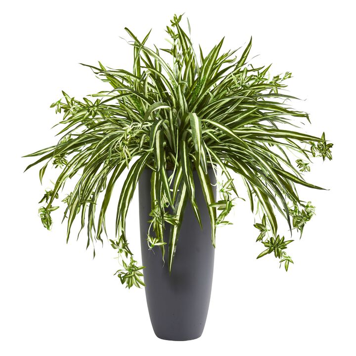 Hivvago 33" Spider Artificial Plant in Cylinder Planter Green