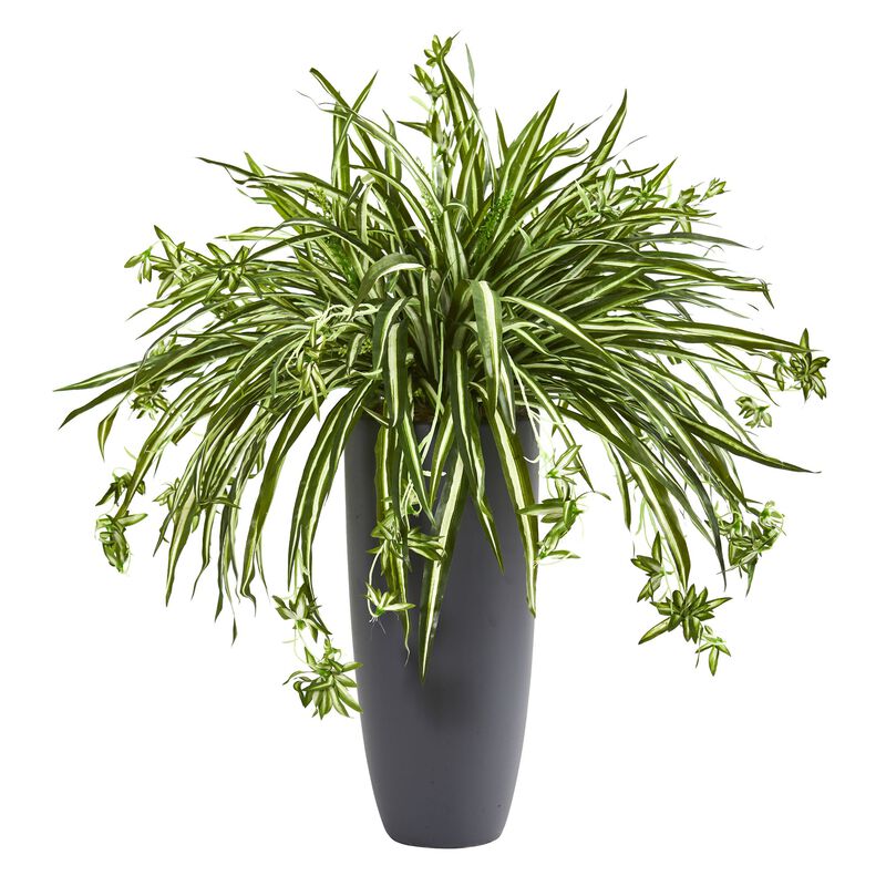 Hivvago 33" Spider Artificial Plant in Cylinder Planter Green