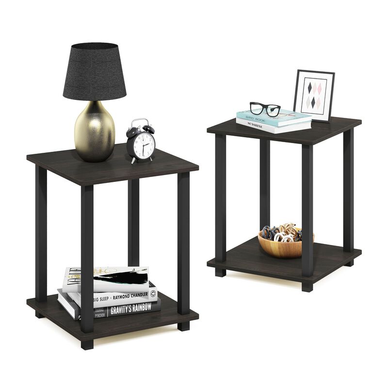 FurinnoFurinno Simplistic Set of 2 End Table, Espresso/Black
