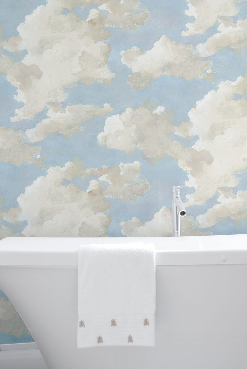 Clouds on Canvas Blue Peel & Stick Wallpaper image number 2