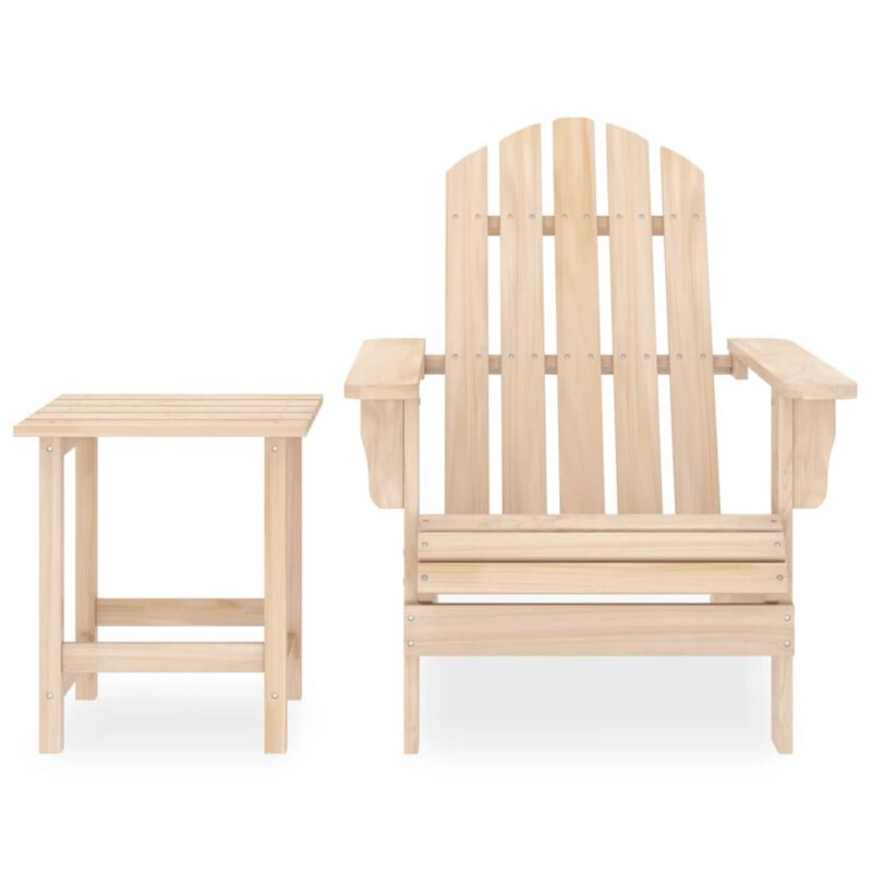 vidaXL Patio Lounge Set - Solid Fir Wood Adirondack Chair and Table, Ergonomic Design, Weather Resistant, Classic Style