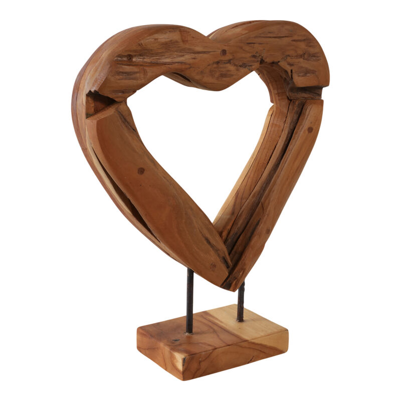15x12" Teak Wood Open Heart image number 1
