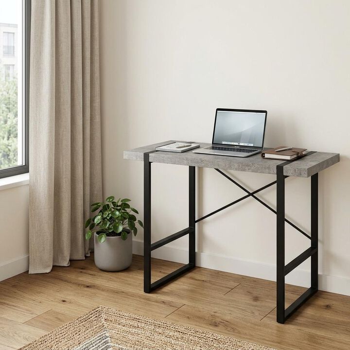 HomeRoots 49" Gray and Black Computer Desk